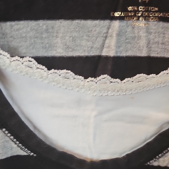 Copper Key Girls Striped Layered Shirt with Horse Glitter Design Size 14 - Picture 3 of 8